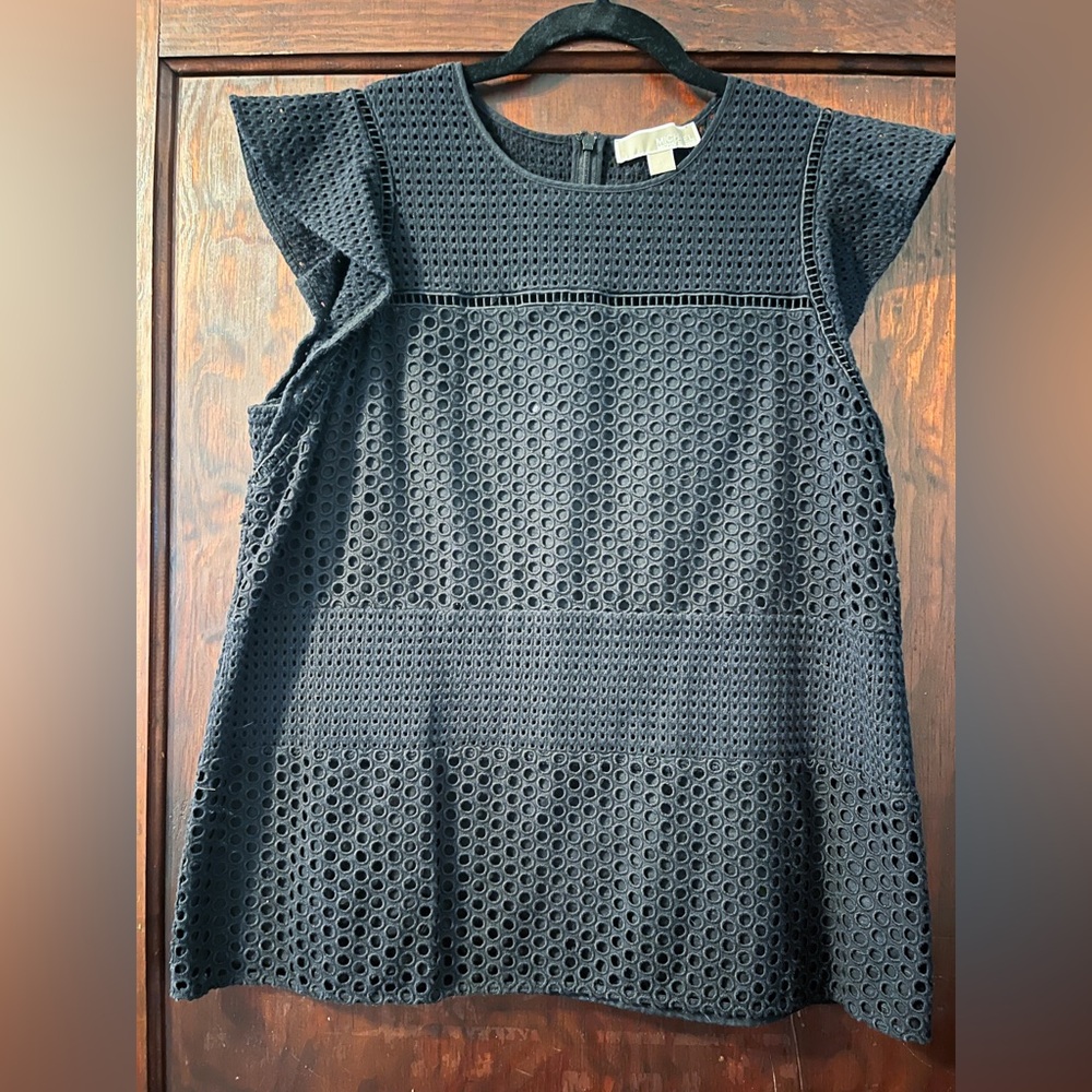 Michael Kors | Black Eyelet Flutter Sleeve Top | Women’s XL